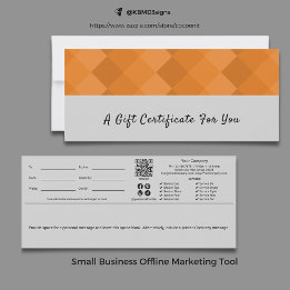 Certificado de Presente de Script Laranja Preto da