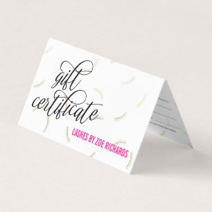 Certificado de Presente de Script Preto e Lashes D