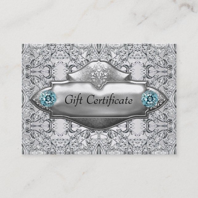 Certificado de Presente de Teal Blue Lace Elegante (Frente)