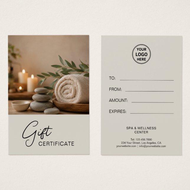 Certificado de Presente de Terapeuta de Massagem e (Frente & Verso)