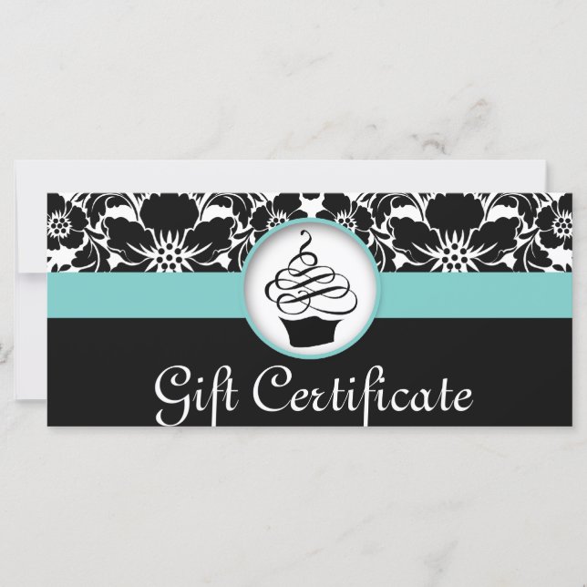 Certificado de Presente do cupcake Damasco Floral  (Frente)