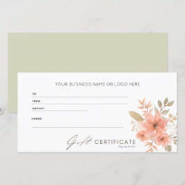 Certificado de Presente do Logotipo Floral do Pêss