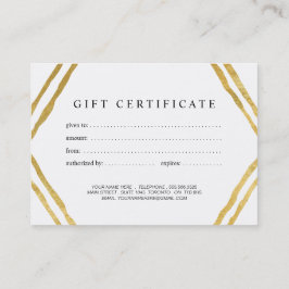 Certificado de presente Dourado contemporâneo