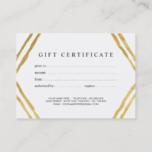 Certificado de presente Dourado contemporâneo