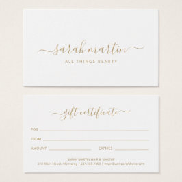 Certificado de Presente Dourado de Salão de Beleza