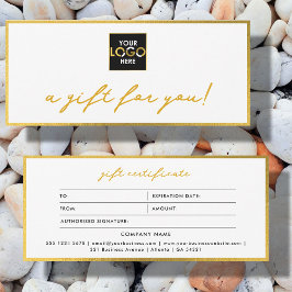 Certificado de Presente Dourado e Branco minimalis