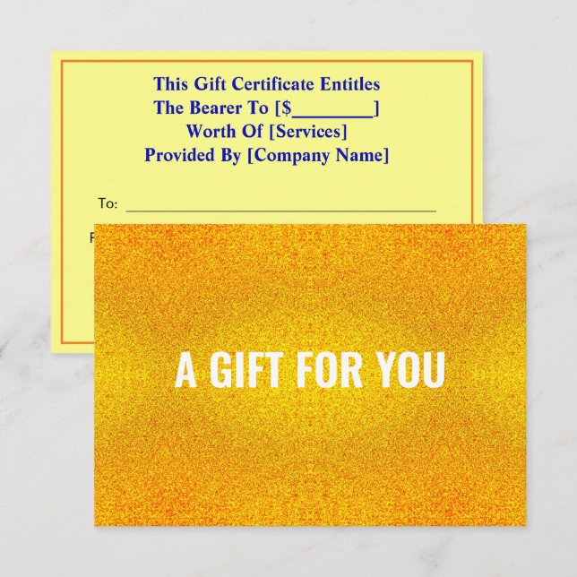 Certificado de Presente Dourado Elegante e Luxo (Frente/Verso)