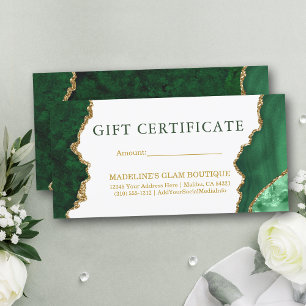 Certificado de Presente Dourado Verde Marble com C