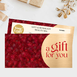 Certificado de Presente Dourado Vermelho de Natal
