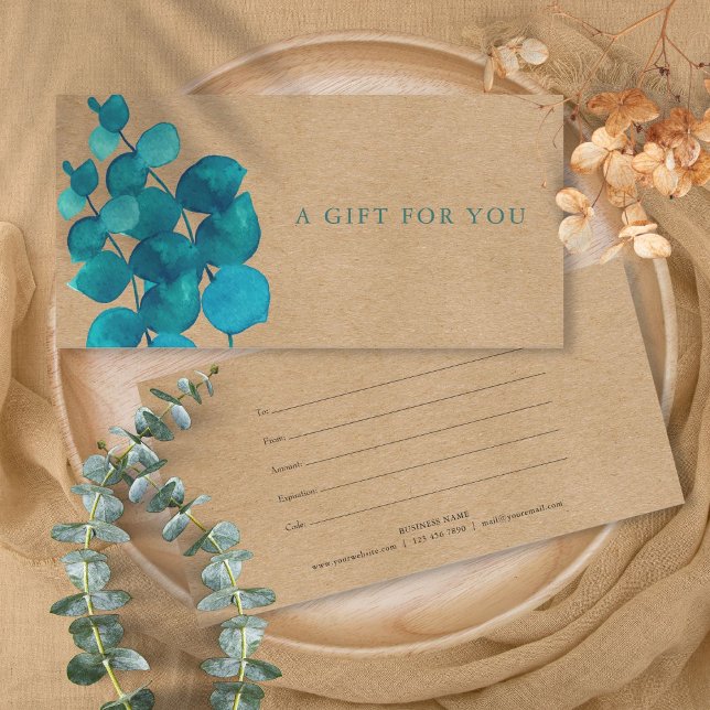 Certificado de Presente Elegante Rústico Folhas de (Elegant Rustic Eucalyptus Leaves Gift Certificate)