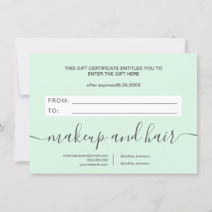 Certificado de presente elegante verde de menta Tr