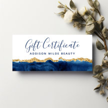 Certificado de Presente em Aquarela Azul Marinho e