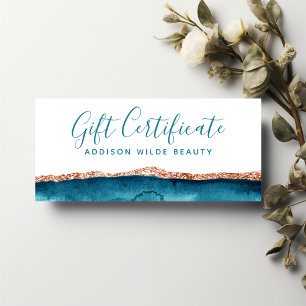 Certificado de Presente em Aquarela Azul-Petróleo 