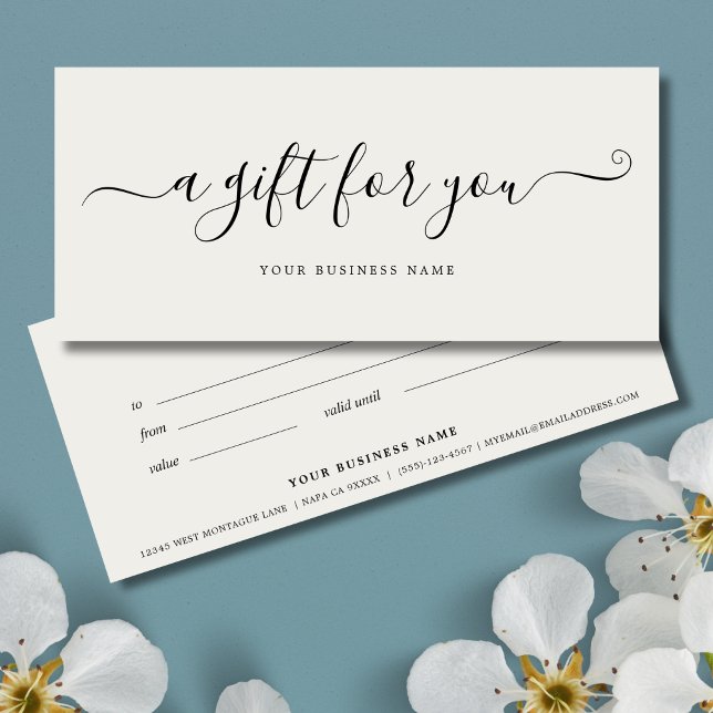 Certificado de Presente Empresarial Cinza Elegante (Cloud Dancer White Gift Certificate)