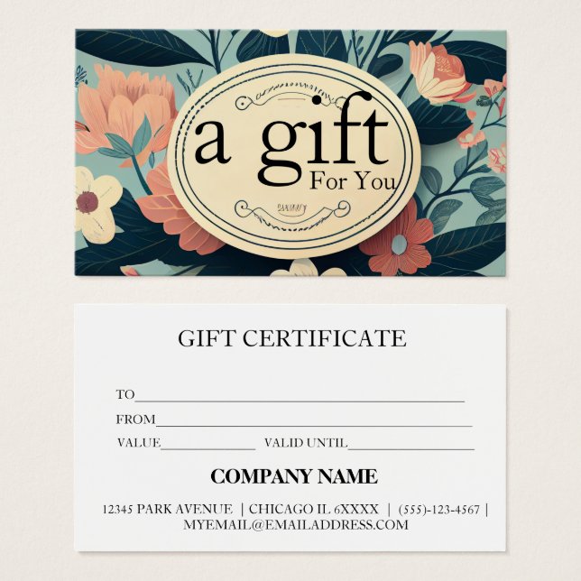 Certificado de Presente Empresarial Simples e Mode (Frente & Verso)
