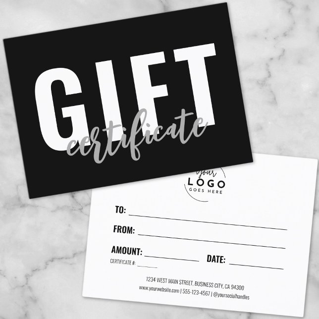 Certificado de Presente Empresarial Simples Modern (Logo Modern Simple Business Gift Certificate)