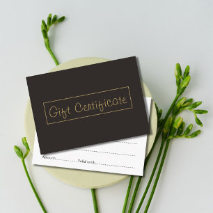 Certificado de presente escuro elegante mínimo da