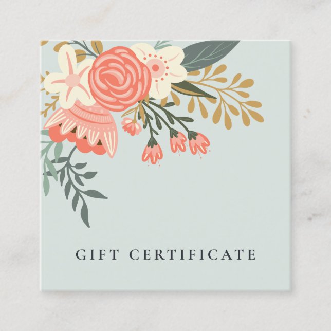 Certificado de Presente Floral Ambrosia Blush Azul (Frente)