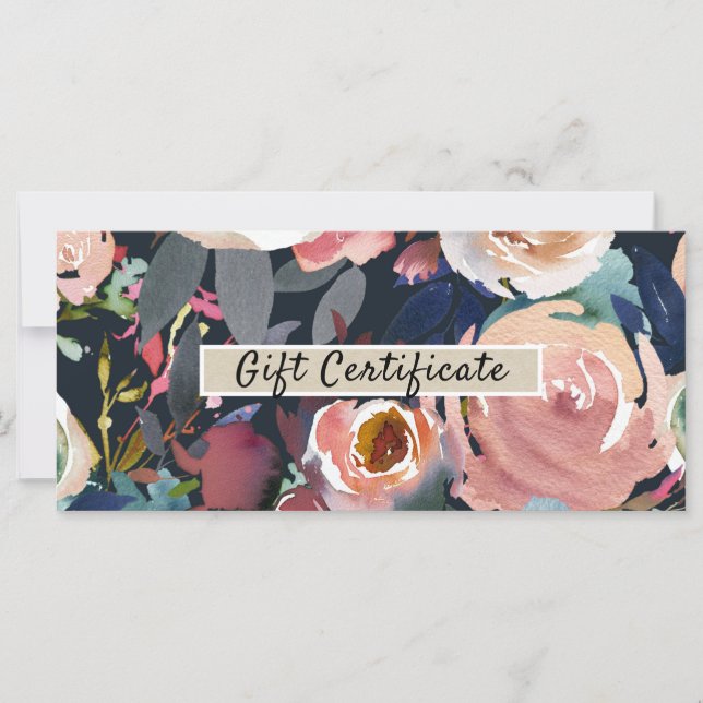 Certificado de Presente Floral com Aquarela Azul E (Frente)