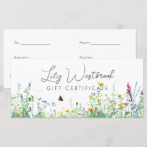 Certificado de Presente Floral de Flor Silvestre A