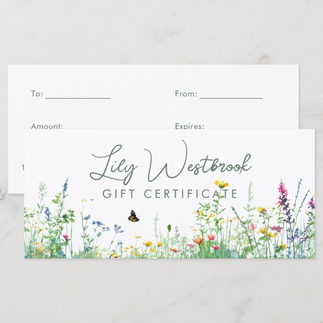 Certificado de Presente Floral de Flor Silvestre A (Frente/Verso)