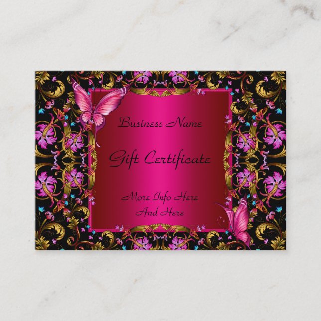 Certificado de Presente Floral Elegante Dourado Ro (Frente)