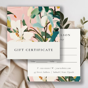 Certificado de Presente Floral Pintado com Teal Ro