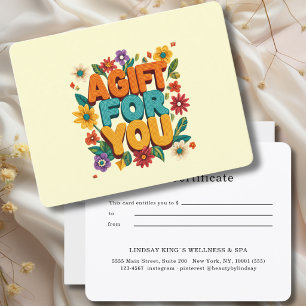 Certificado de Presente Floral Retro Amarelo