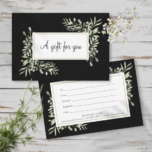 Certificado de Presente Folhas Verde Preto Branco