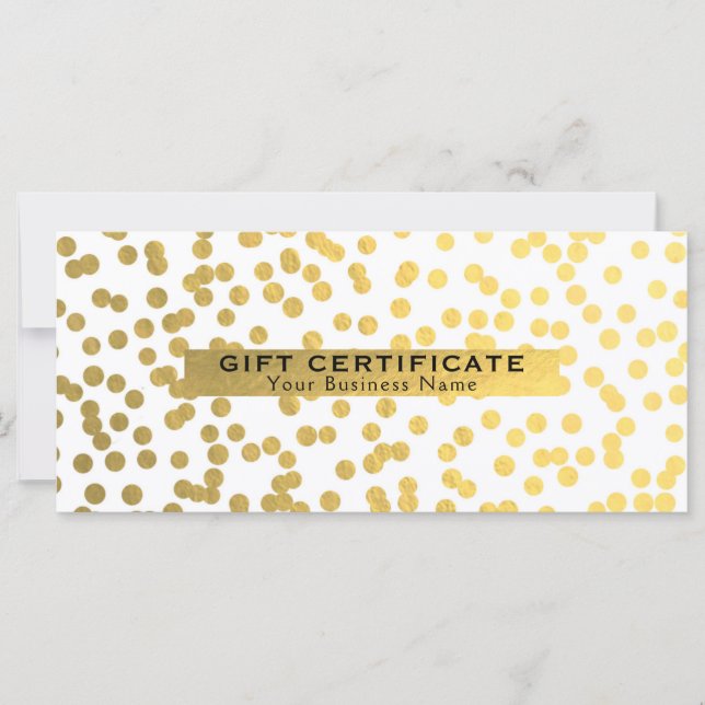 Certificado de Presente Glam Branco e Dourado Faux (Frente)