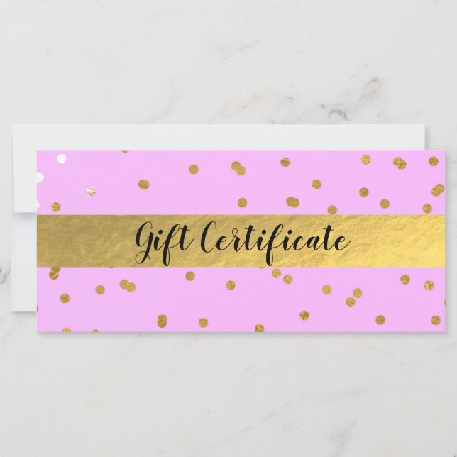 Certificado de Presente Glam com Pontos de Confete (Frente)