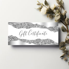 Certificado de Presente Glam Silver Glitter Diamon