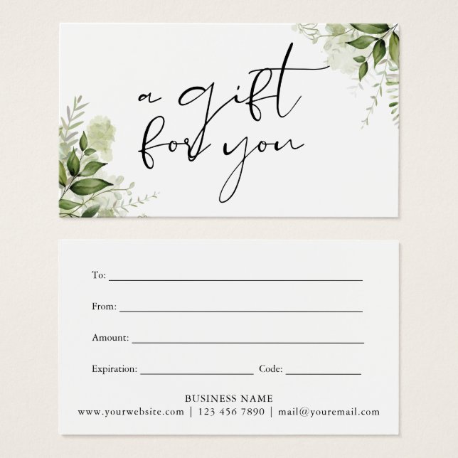 Certificado de Presente Greenery Floral Elegant Sc (Frente & Verso)
