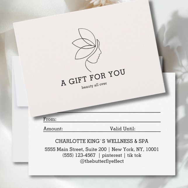 Certificado de Presente Linha de Beleza Feminina B (Woman Beauty Line Art Beige Gift Certificate)