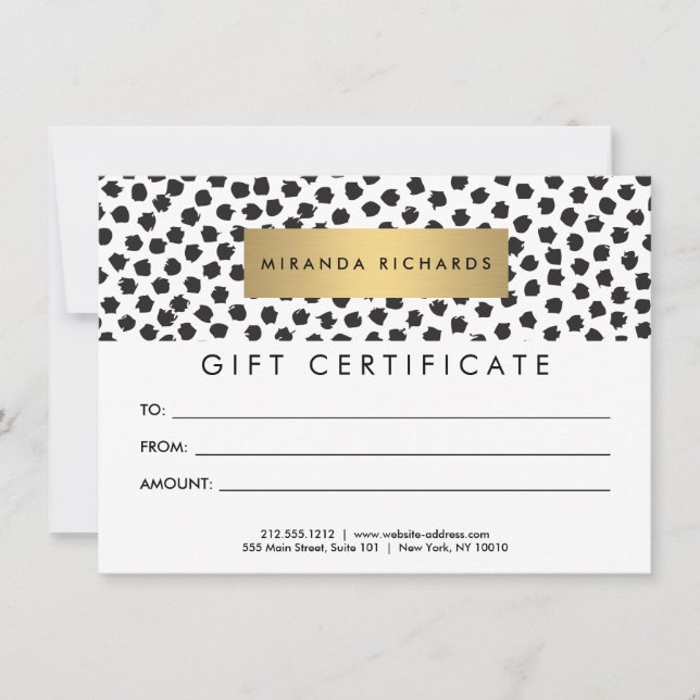 Certificado de Presente Luxe Black Confetti Dots I (Frente)