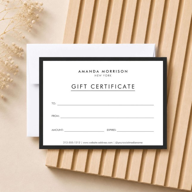 Certificado de Presente Luxo Minimalista Branco (Criador carregado)