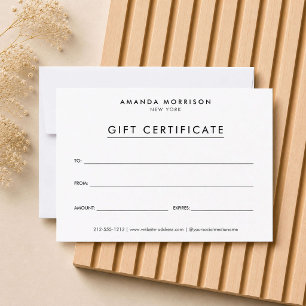Certificado de Presente Luxo Minimalista Branco