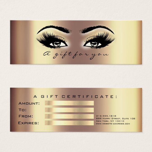 Certificado de Presente Maquiagem de Lashes Dourad (Frente & Verso)