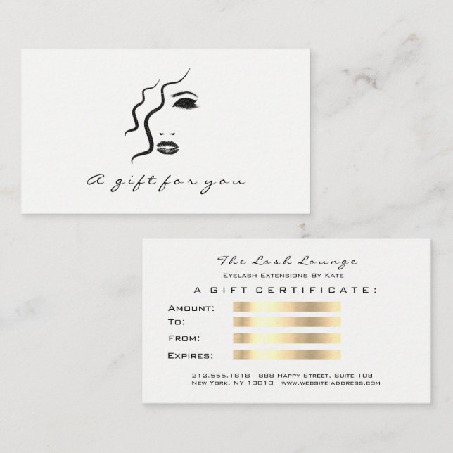 Certificado de Presente Maquiagem de Lashes Dourad (Frente/Verso)