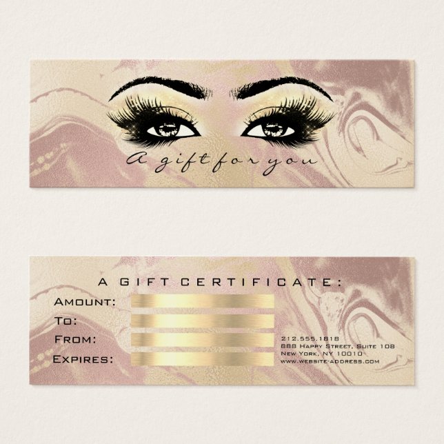 Certificado de Presente Marble Lashes Dourados Maq (Frente & Verso)