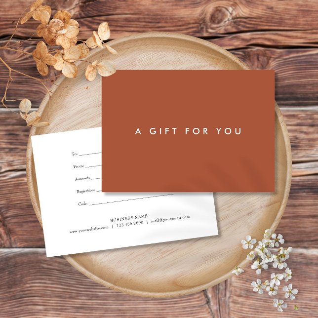 Certificado de Presente Minimalista Ousado Terraco (Minimalist Bold Terracotta Gift Certificate)