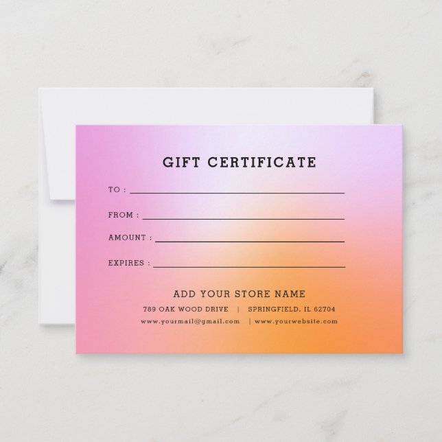 Certificado de Presente Minimalista para Negócios  (Frente)