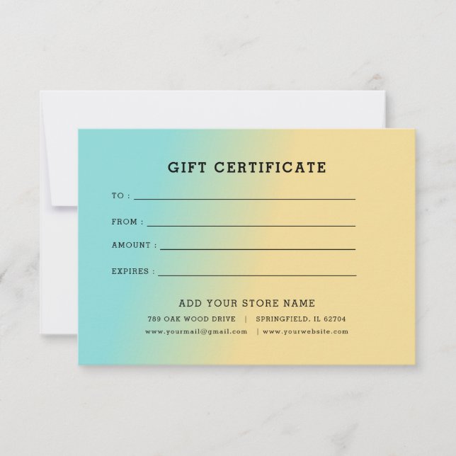 Certificado de Presente Minimalista para Negócios  (Frente)