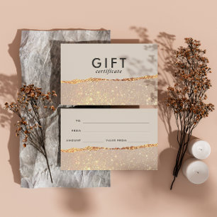 Certificado de Presente Moderno de Glitter Dourado
