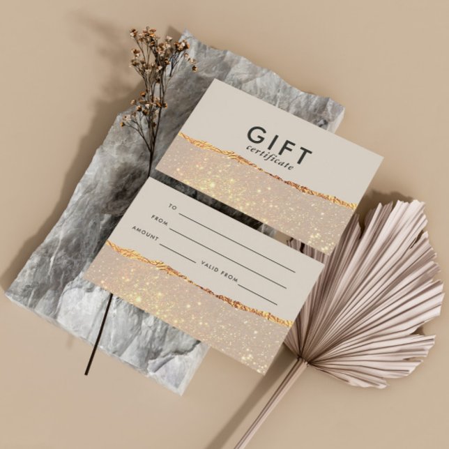 Certificado de Presente Moderno de Glitter Dourado (Criador carregado)