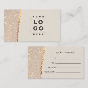 Certificado de Presente Moderno de Glitter Dourado