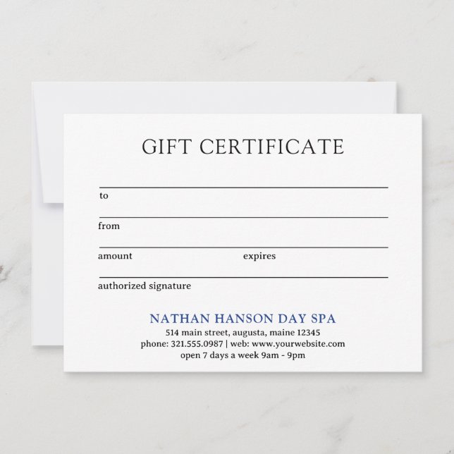 Certificado de Presente Moderno Monograma Azul Sim (Frente)