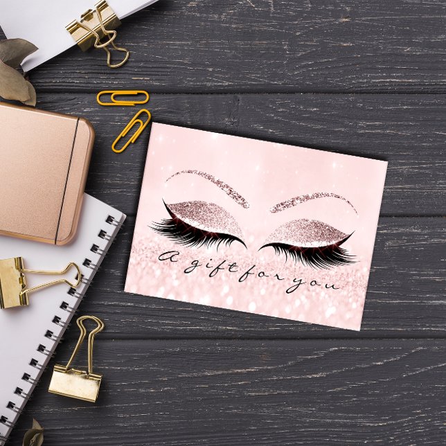 Certificado de Presente O Pastel Cor-de-Rosa Pisca (Gift Certificate Pastel Pink Lashes Beauty Makeup)