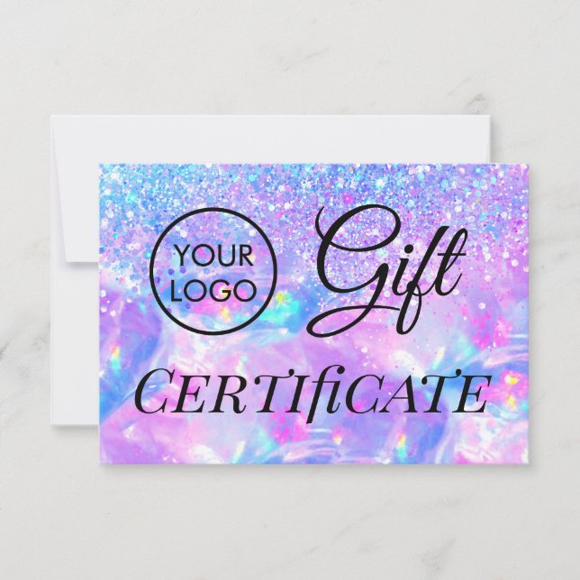certificado de presente opal de faux glitter (Frente)