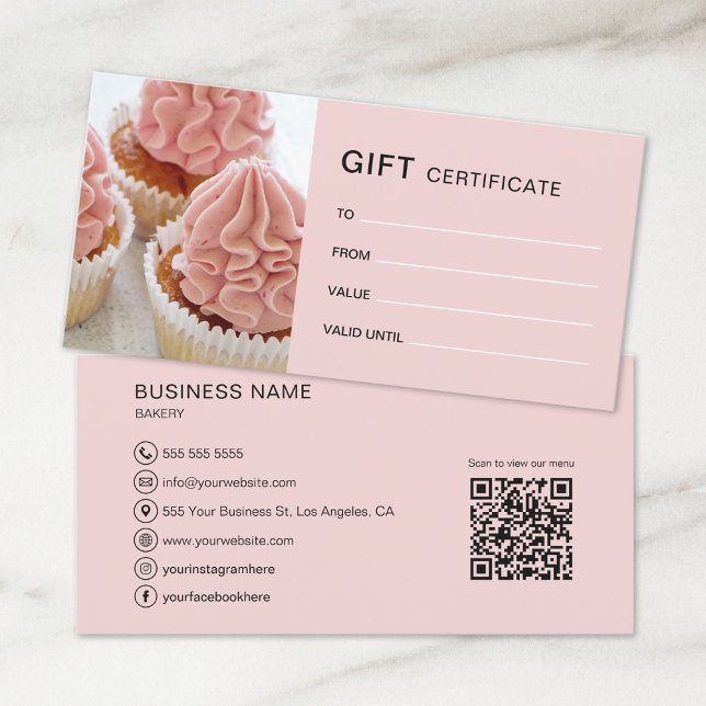 Certificado de Presente Padaria Cupcake Loja de Bo (Gift Certificate Bakery Cupcake Cake Shop Business by MINTIC DESIGN STUDIO)